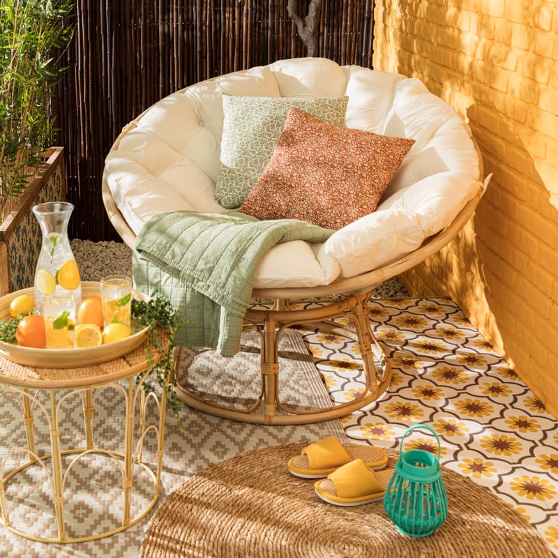 Rotan loungestoel Papasan - naturel - ø100x80 cm