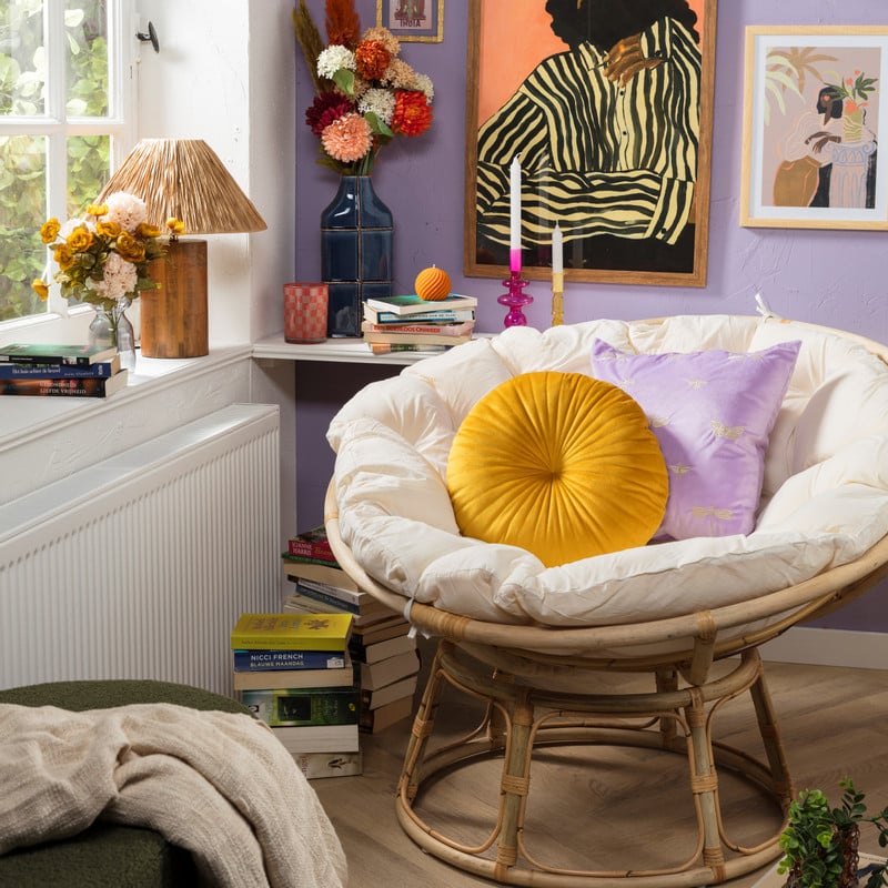 Rotan loungestoel Papasan - naturel - ø100x80 cm