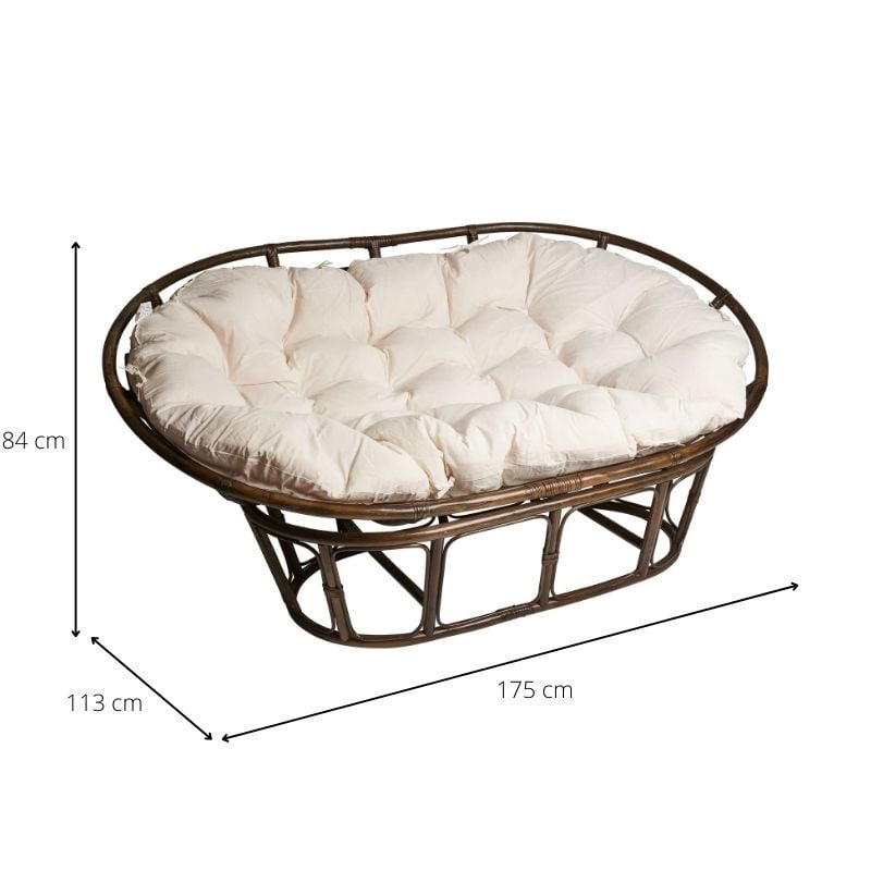 Rotan loungebank Mamasan - 175x113x84 cm 