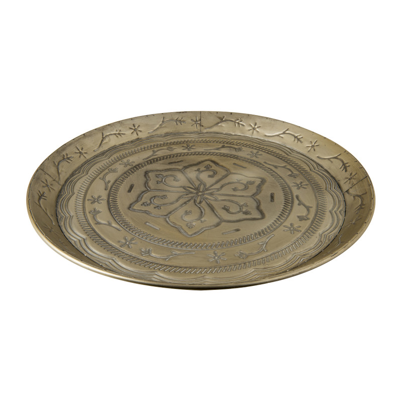 Schaal met bloemdessin - zilver - 54 cm