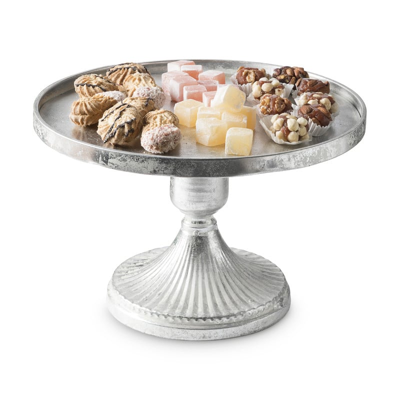 Tray op voet - 35x23 cm - zilverkleurig