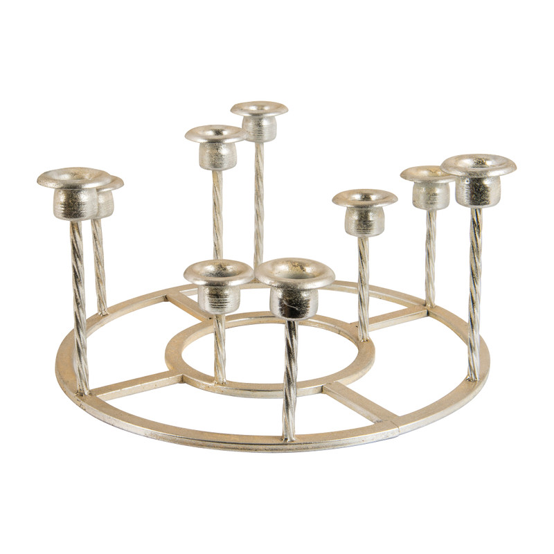 Ronde kandelaar voor 9 kaarsen - zilver - 33 cm