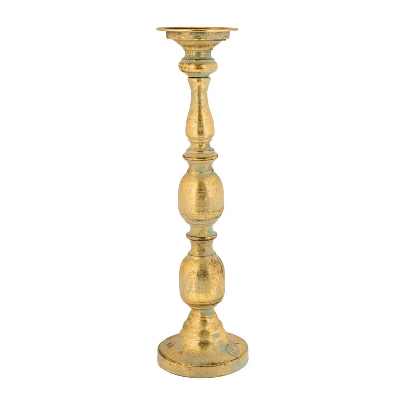 Kandelaar antiek goud - 13x13x47 cm