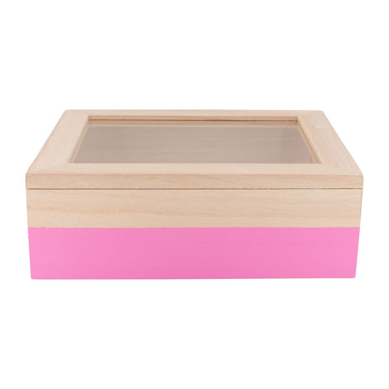 Kistje gedipt - 18x15x6 cm - roze