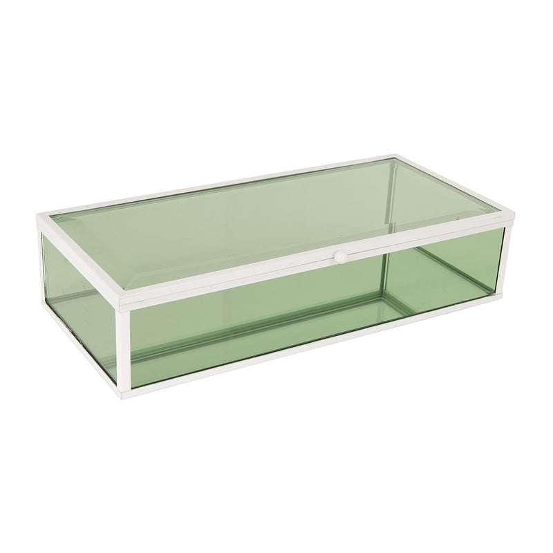 Glazen kistje rechthoek - groen - 15x15x20 cm