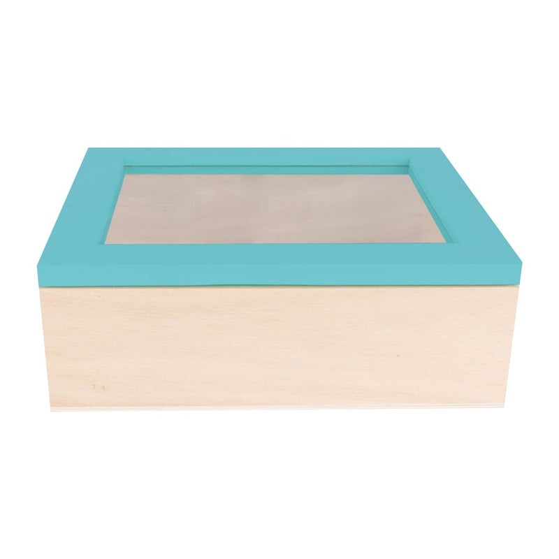 Kistje gedipt deksel - 18x15x6 cm - blauw