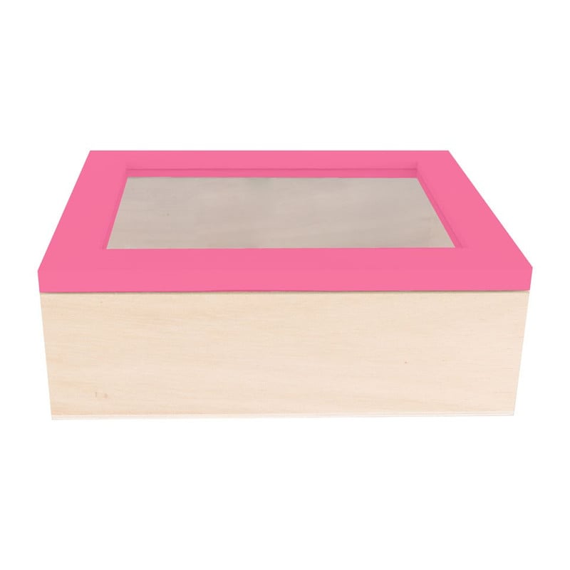Kistje gedipt deksel - 18x15x6 cm - roze