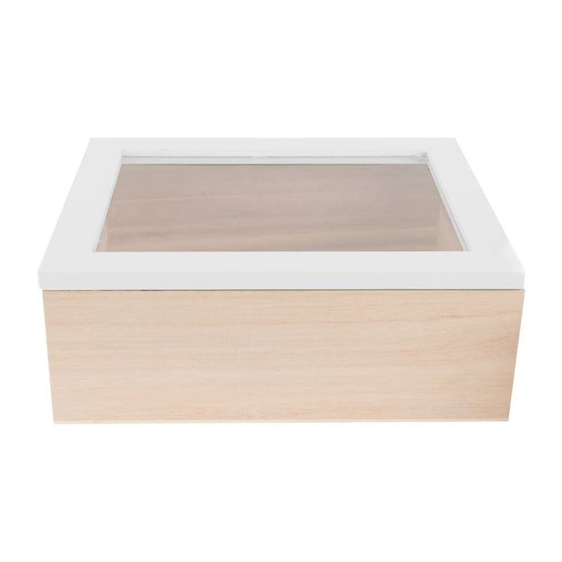 Kistje gedipt deksel - 21x17x8 cm - wit