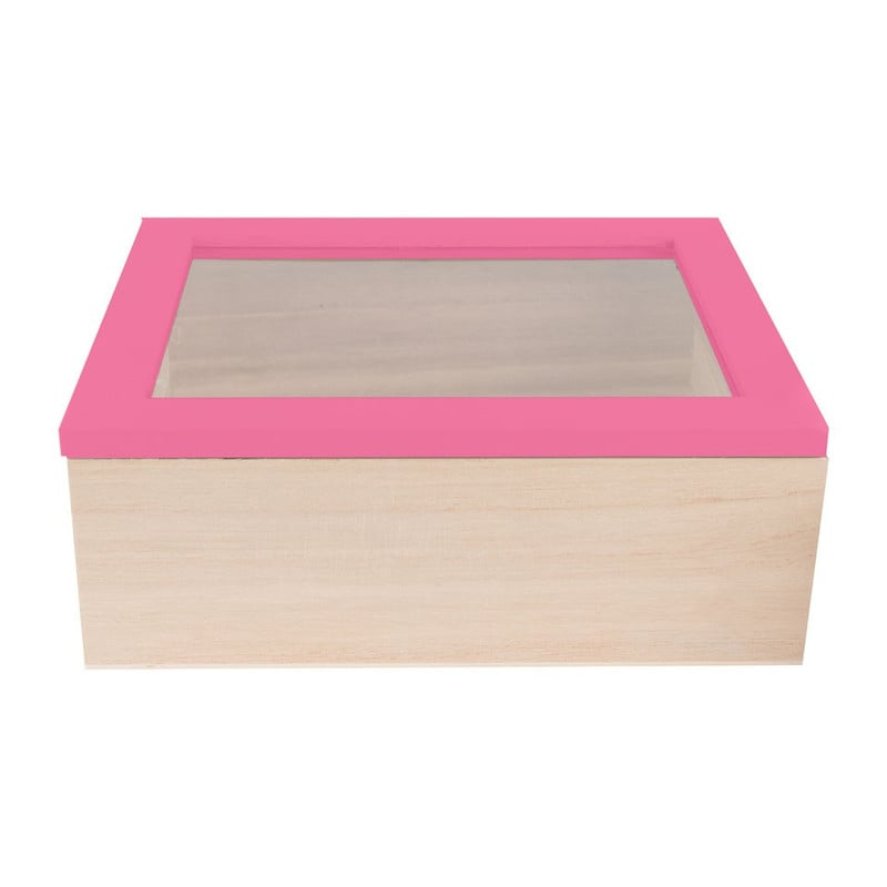 Kistje gedipt deksel - 21x17x8 cm - roze