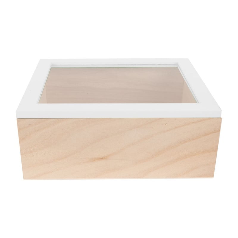 Kistje gedipt deksel - 23x19x9 cm - wit