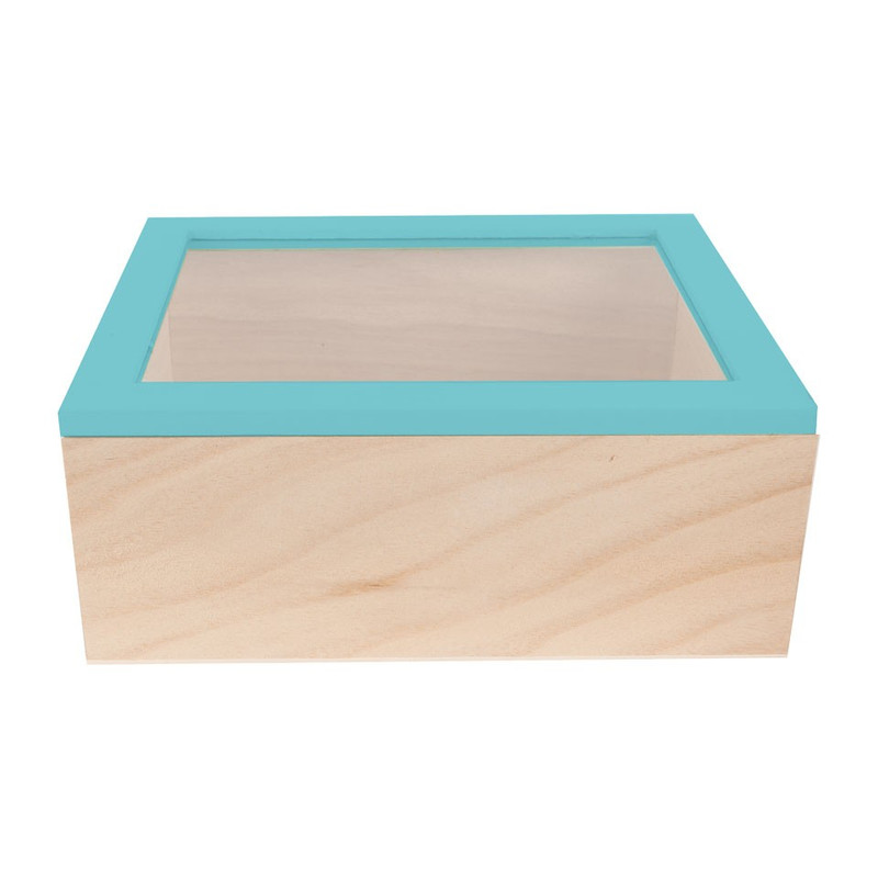 Kistje gedipt deksel - 23x19x9 cm - blauw