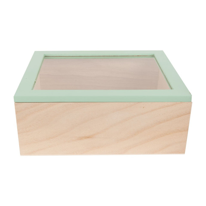 Kistje gedipt deksel - 23x19x9 cm - groen
