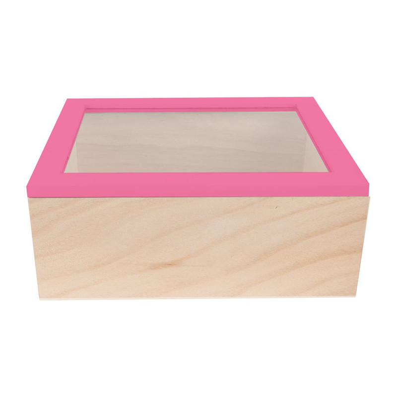 Kistje gedipt deksel - 23x19x9 cm - roze