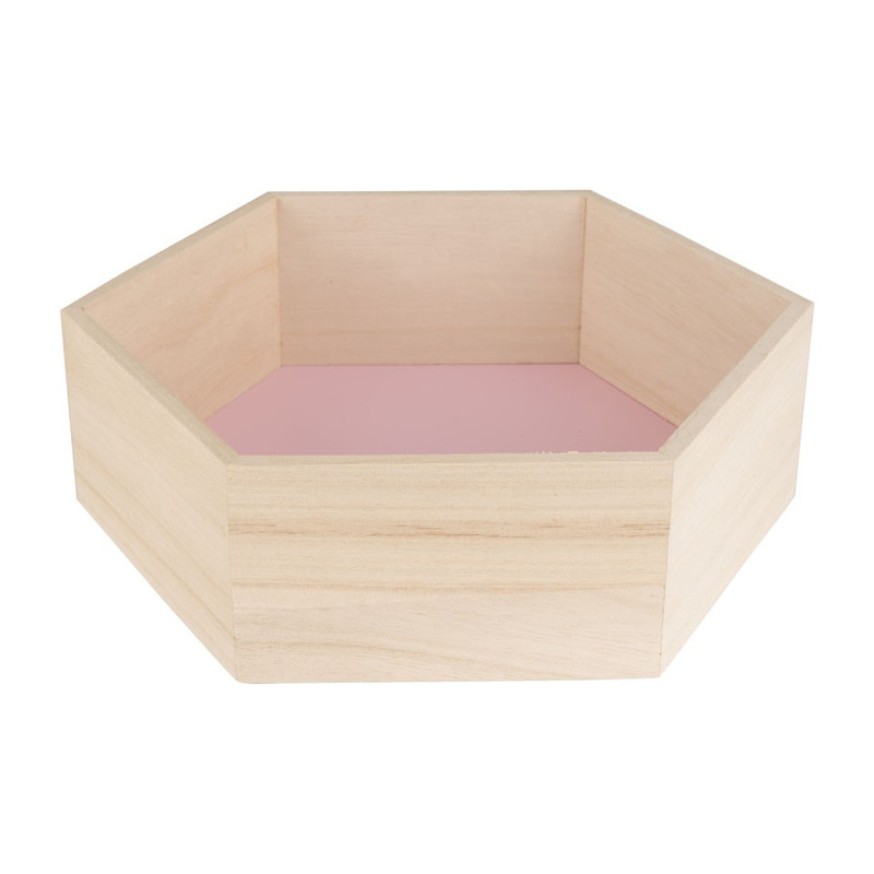 Wandkastje 6 kantig medium roze
