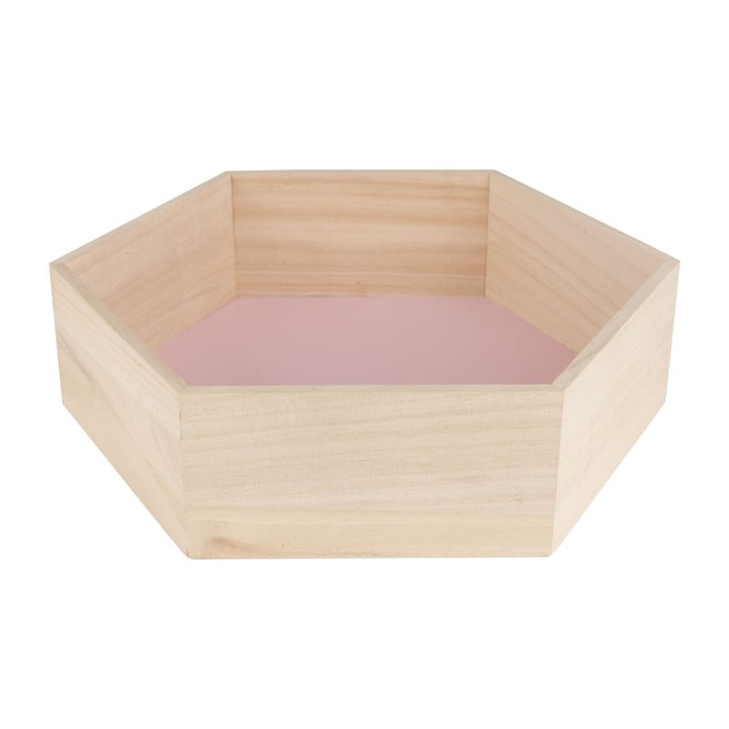 Wandkastje 6 kantig groot roze
