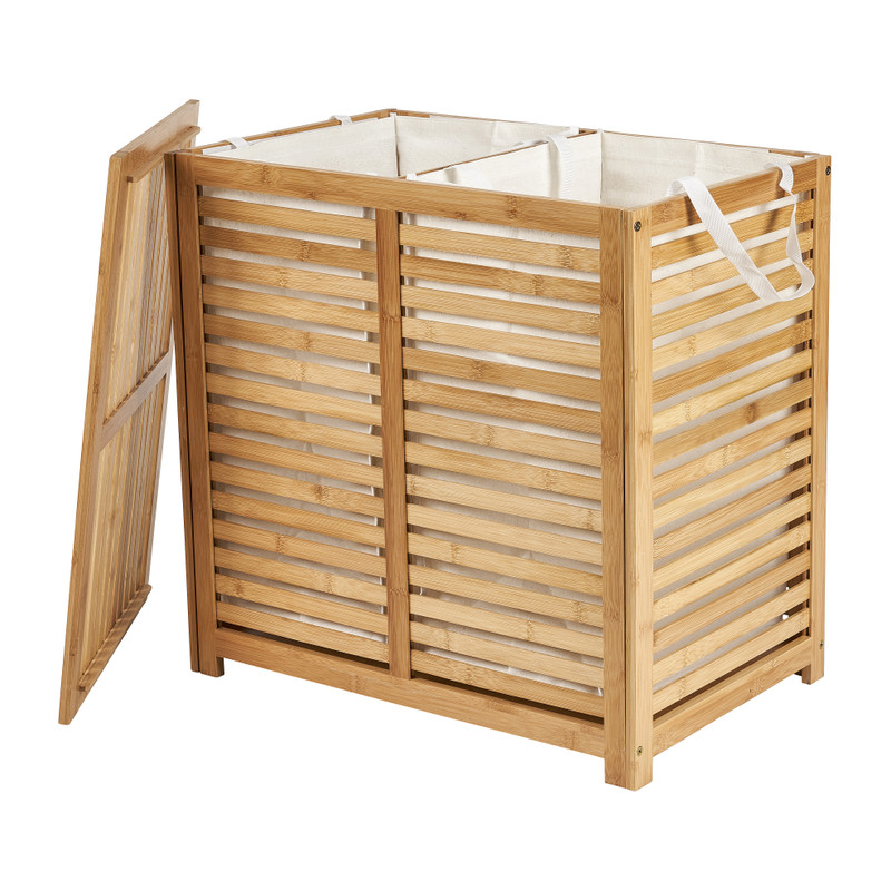 Wasmand bamboe dubbele mand - 2x40 liter 