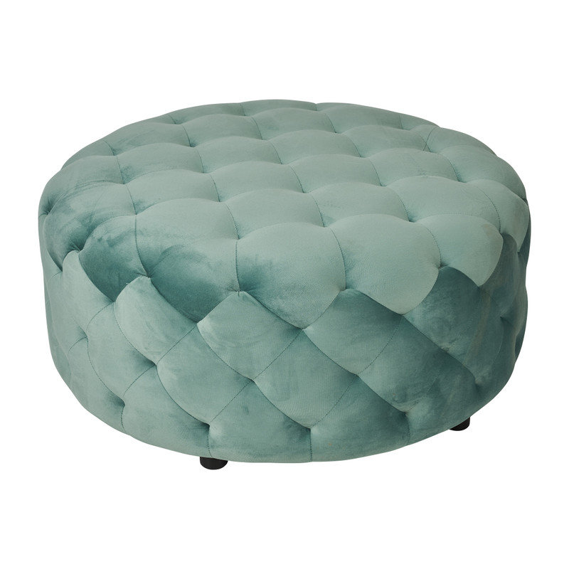 Velvet poef XXL - turqoise - ø91x42 cm