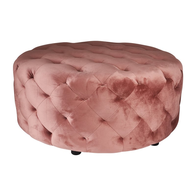 Velvet poef XXL - roze - ø91x42 cm