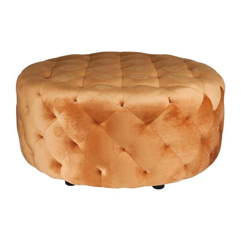 Velvet poef XXL - geel - ø91x42 cm