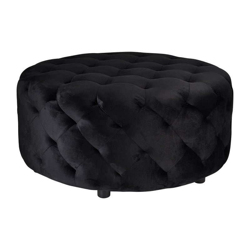 Velvet poef XXL - zwart - ø91x42 cm