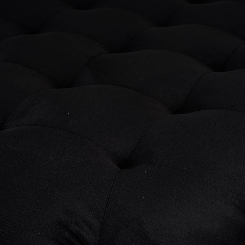 Velvet poef XXL - zwart - ø91x42 cm