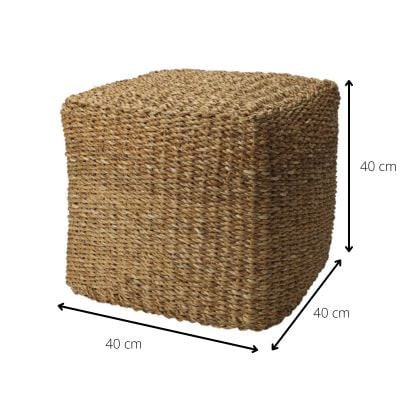 Poef rotan - vierkant - 40x40x40 cm