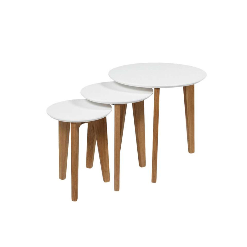 Bijzettafels Hamar - wit/eiken - set van 3