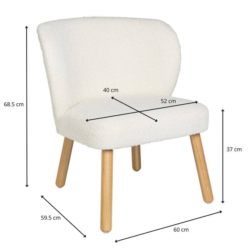 Teddy fauteuil - Troyes - wit - 68.5x60x59.5 cm