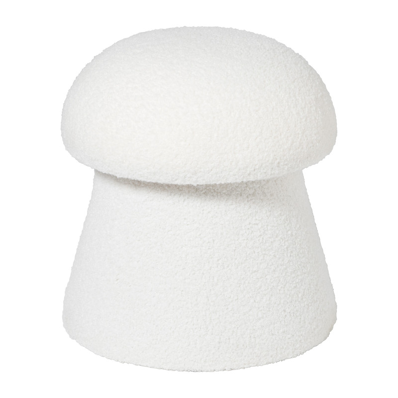 Poef Teddy Mushroom - wit - ø36x38 cm