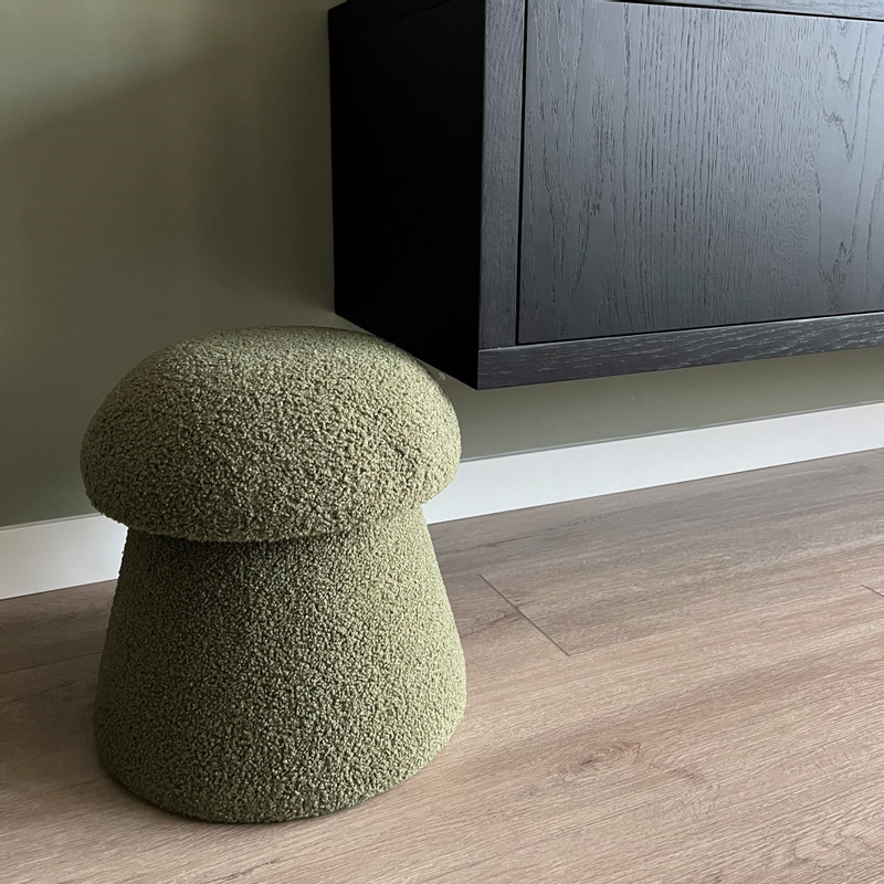 Poef Teddy Mushroom - groen - ø36x38 cm