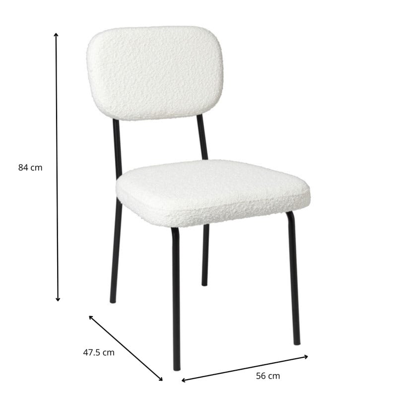 Eetkamerstoel Teddy - wit - 84x56x47.5 cm