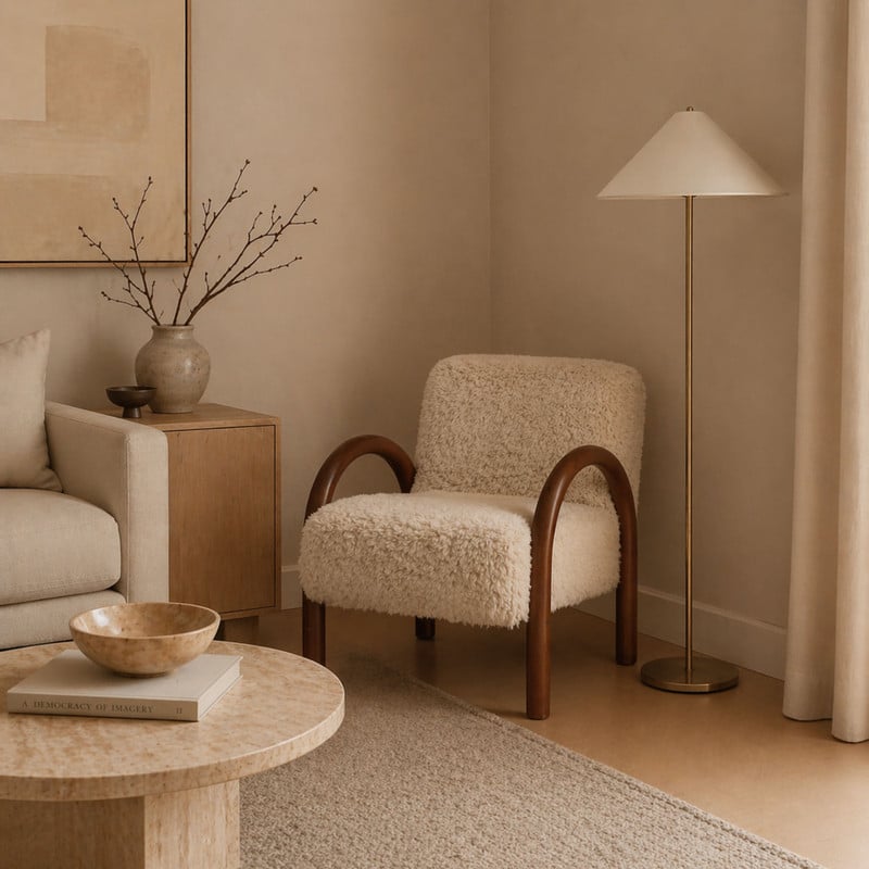 Fauteuil beatle - beige/bruin - 80x78x70 cm