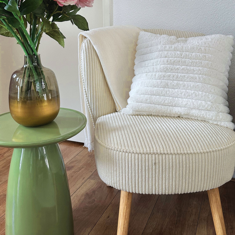 Fauteuil Didi corduroy - wit - 77x60x69 cm