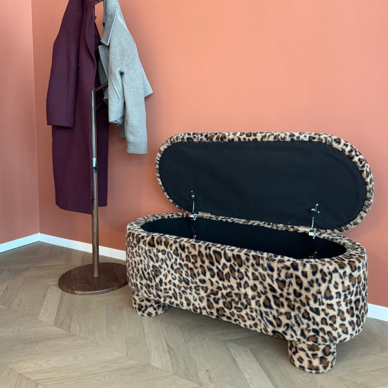 Opbergbank luipaard dodo - bruin - 43x100x42 cm