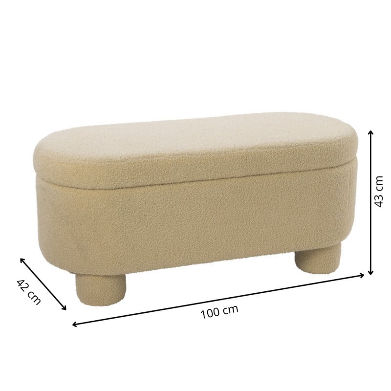 Opbergbank teddy dodo - beige - 43x100x42 cm