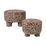 Poef luipaard - bruin/beige - ø40x29 cm