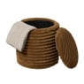 Opbergpoef rib - bruin - ø35x38 cm