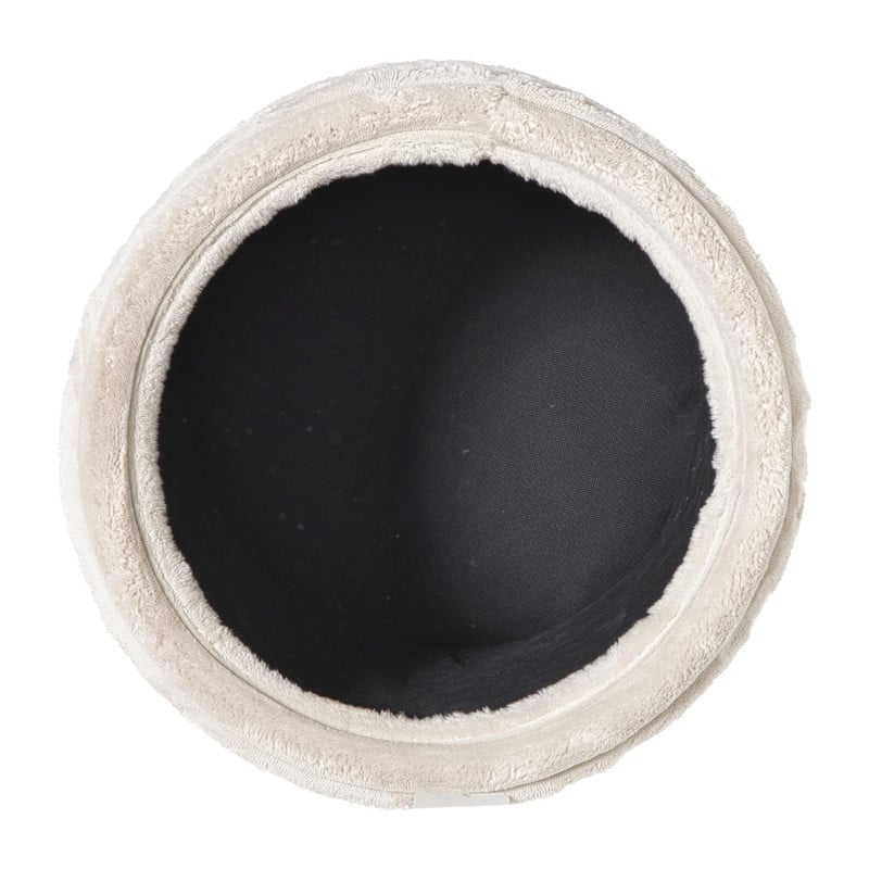 Opbergpoef ribstof - beige - ø35x38 cm
