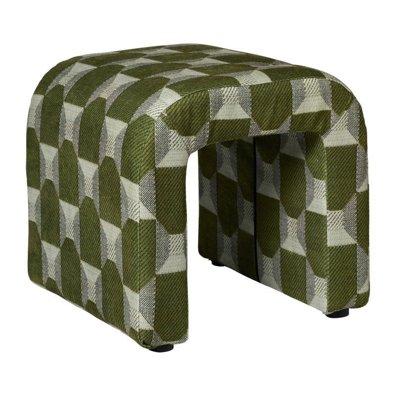Poef grafisch - groen/beige - 37x37x36 cm