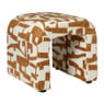 Poef grafisch - geel/beige - 37x37x36 cm