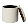 Opbergpoef bouclé met dienblad - beige/bruin - ø37.5x39 cm