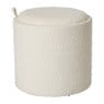 Opbergpoef bouclé met dienblad - beige/bruin - ø37.5x39 cm