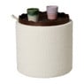 Opbergpoef bouclé met dienblad - beige/bruin - ø37.5x39 cm