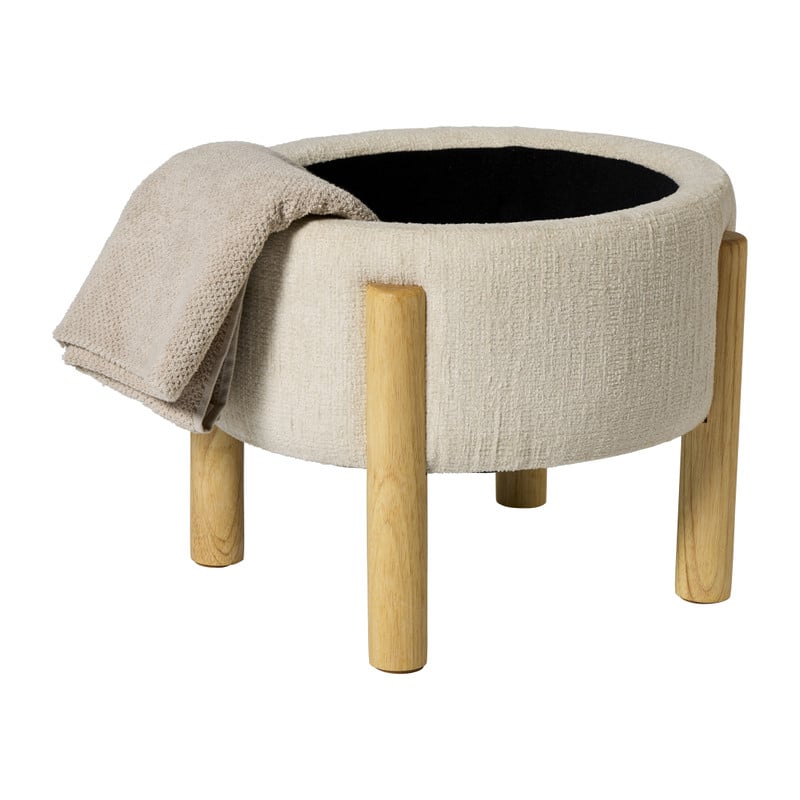 Opbergpoef Mandy - beige - ø45x38 cm