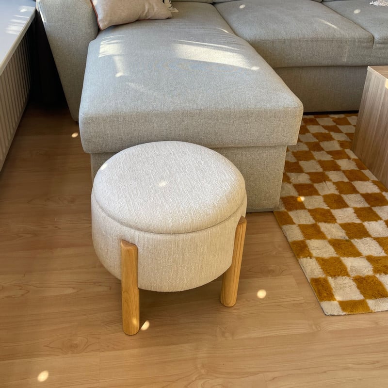 Opbergpoef Mandy - beige - ø45x38 cm