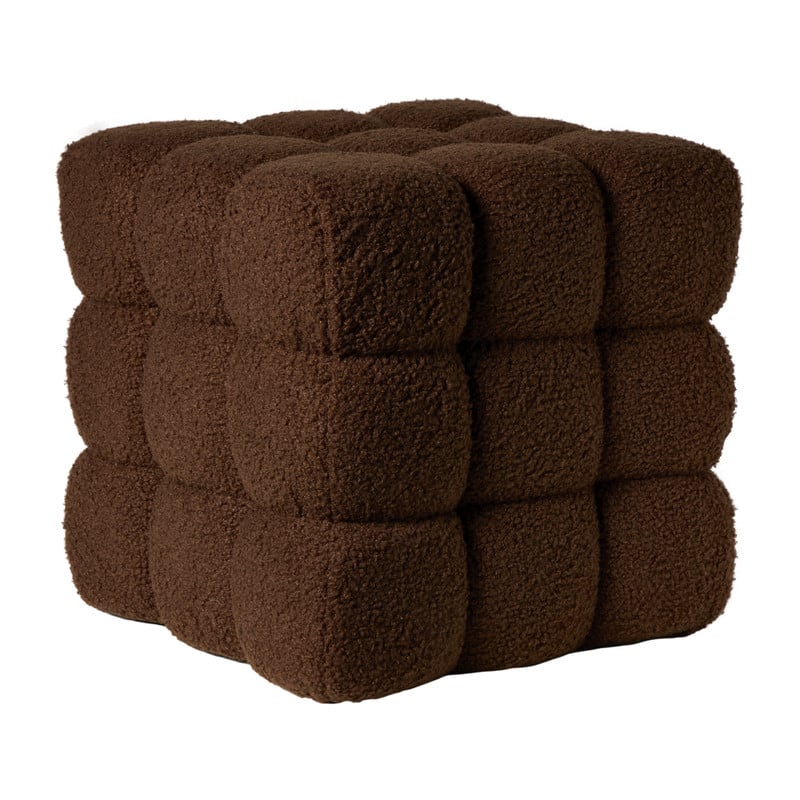 Poef chunk teddy - bruin - 36x36x36 cm