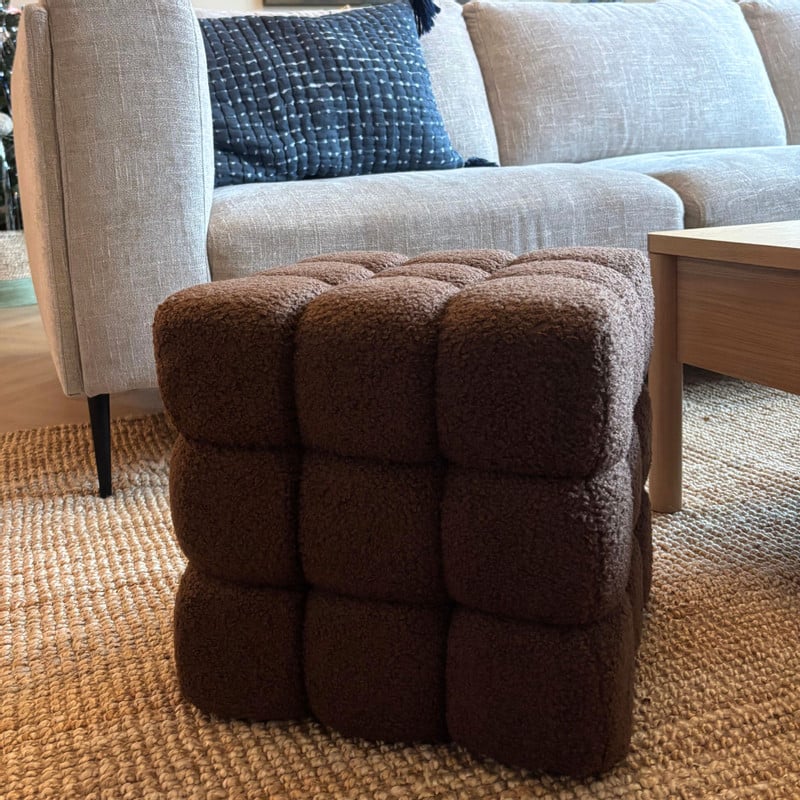 Poef chunk teddy - bruin - 36x36x36 cm