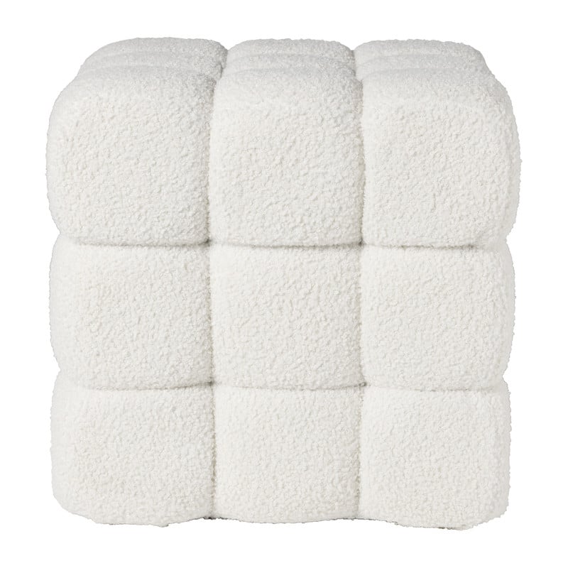 Poef chunk teddy - beige - 36x36x36 cm