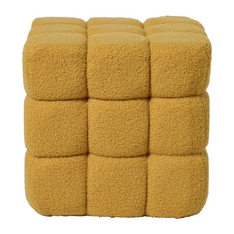 Poef chunk teddy - geel - 36x36x36 cm
