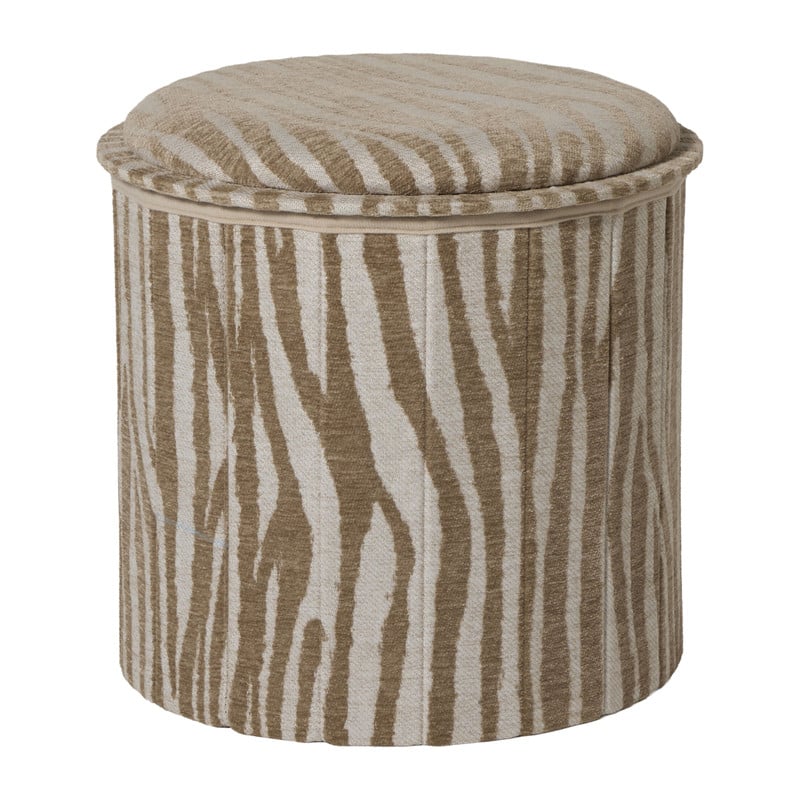 Opvouwbare poef jacquard zebraprint - taupe - ø38x38 cm